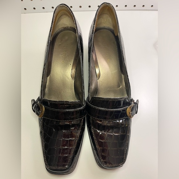 Liz Claiborne Jester Heeled Loafers Size 10M Buckle Block Heel Patent Leather - Picture 5 of 16